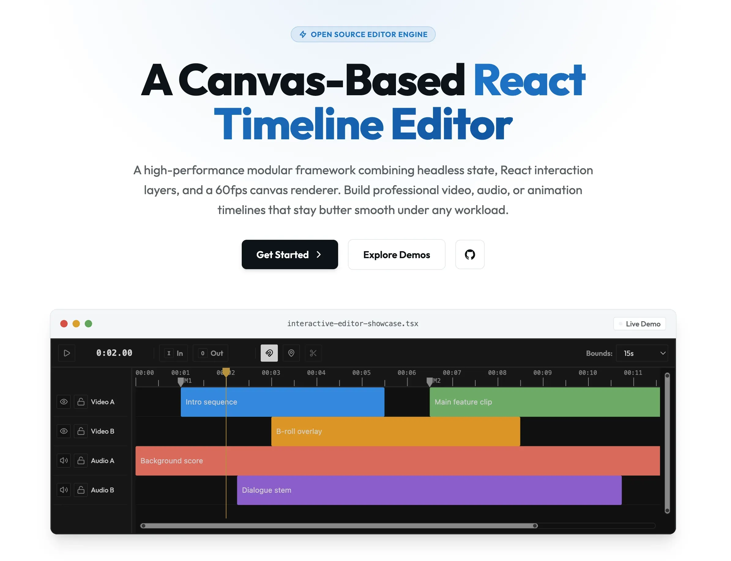 Canvas Timeline website preview showing the updated Cliparr timeline interface.